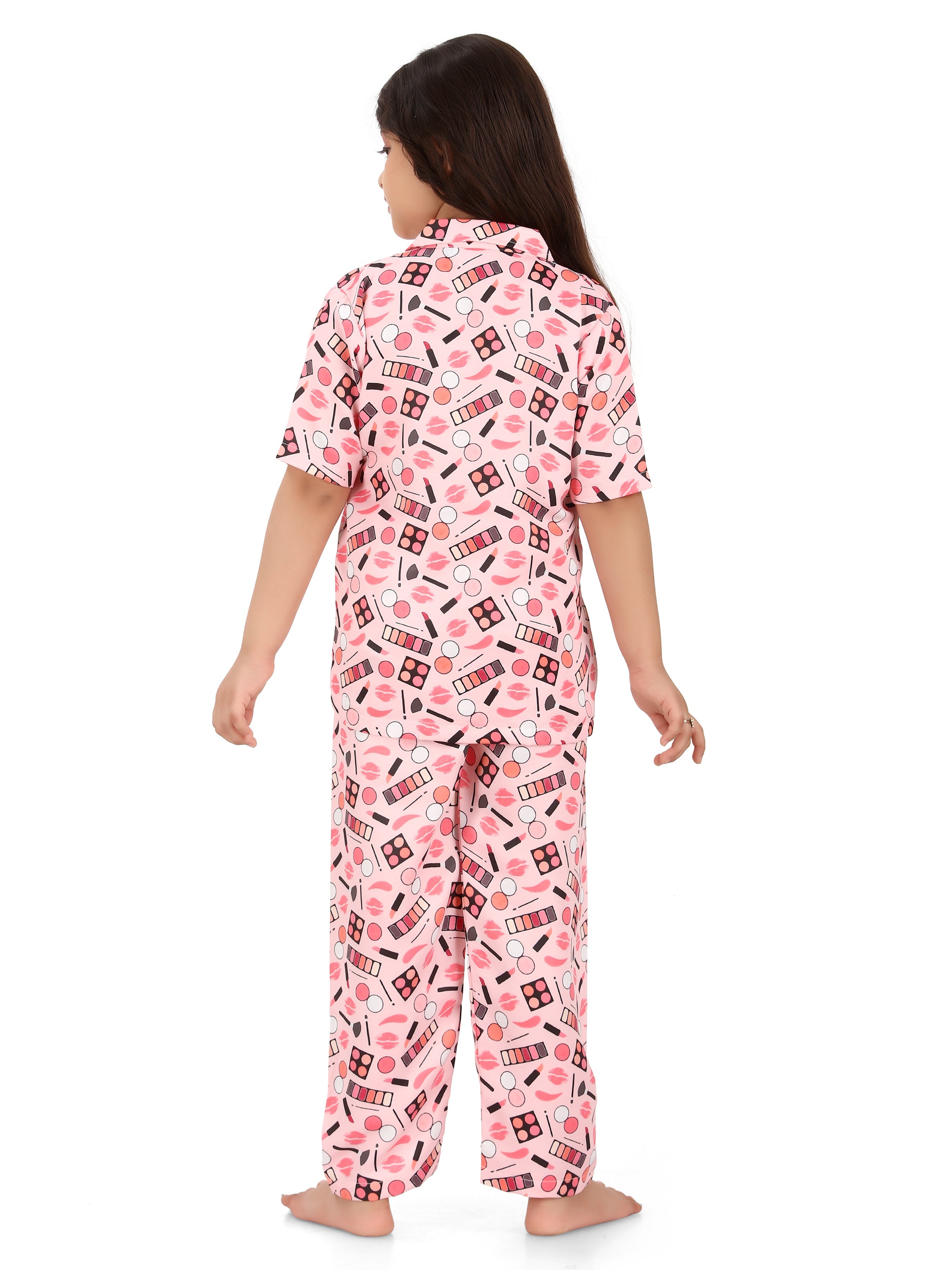 B&B Feather Soft Cotton Printed Half Sleeve Kids Nightwear Night Suit Shirt and Pyjama Combo Set - Make Up Cosmetics