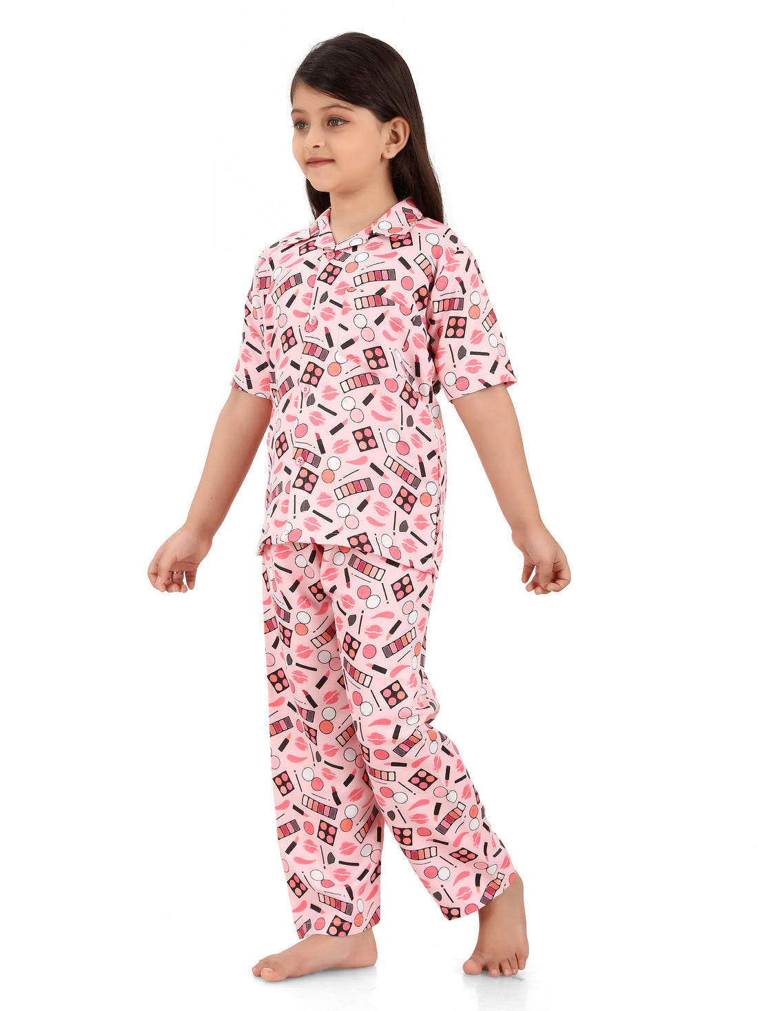 B&B Feather Soft Cotton Printed Half Sleeve Kids Nightwear Night Suit Shirt and Pyjama Combo Set - Make Up Cosmetics