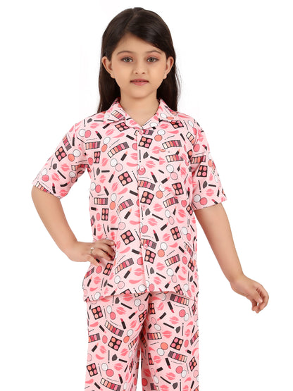 B&amp;B Feather Soft Cotton Printed Half Sleeve Kids Nightwear Night Suit Shirt and Pyjama Combo Set - Make Up Cosmetics